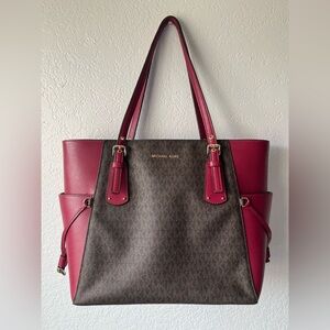 Michael Kors Burgundy/Brown Tote Bag